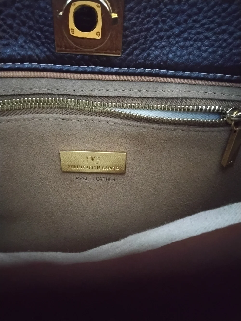 PURIFICACION GARCIA Leather Satchel with Contrasting Top Handle
